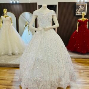 Medium Size - White 2025 Latest V-Neck Sleeveless Sequined Bridal Gowns Prom Dresses Glitter Colorful Evening Dress Wedding Dress